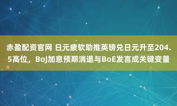 赤盈配资官网 日元疲软助推英镑兑日元升至204.5高位，BoJ加息预期消退与BoE发言成关键变量